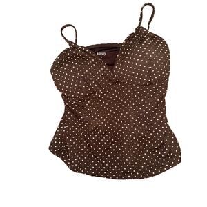 Klassy Network Built in Bra Brown polka dot tank top